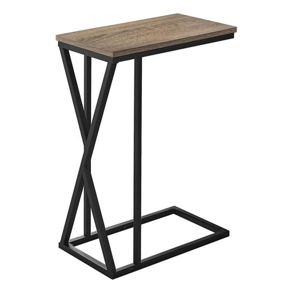 Bowery Hill Accent Table C-shaped End Side Snack Living Room Bedroom Metal Brown