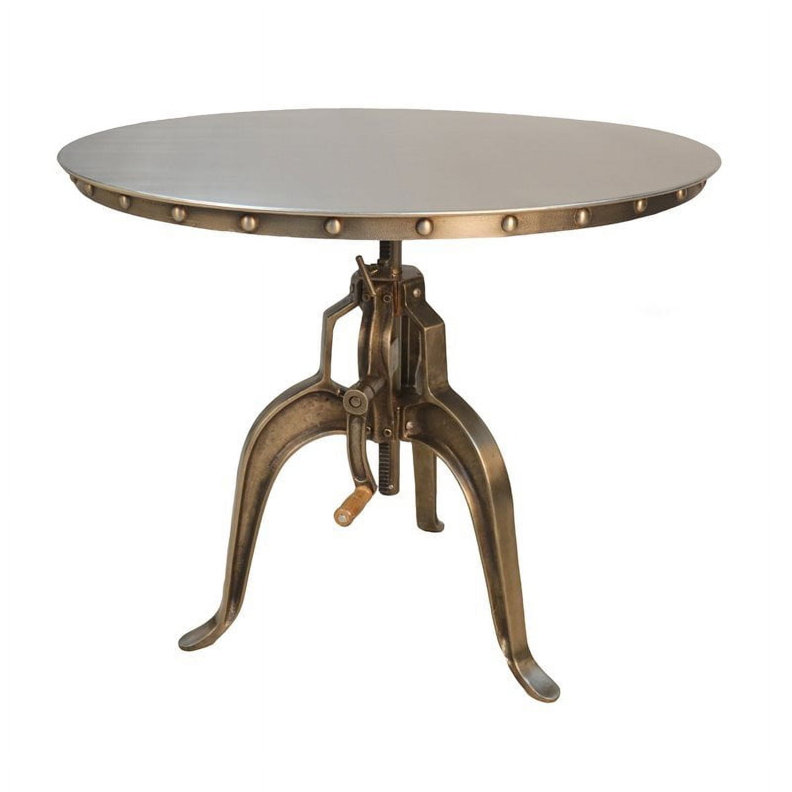 Bowery Hill Adjustable Crank Metal Accent Table in Antique Nickel