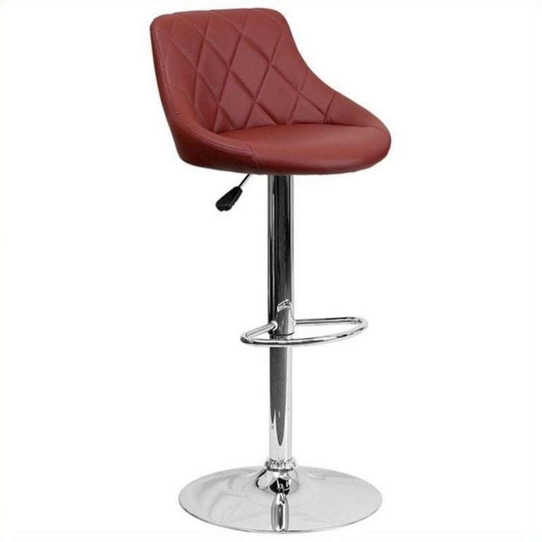 Bowery Hill Adjustable Faux Leather Quilted Bucket Seat Bar Stool