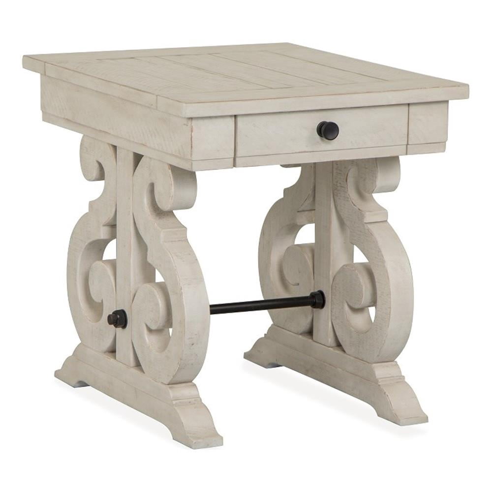 Bowery Hill Alabaster Rectangular End Table With Metal Stretcher ...