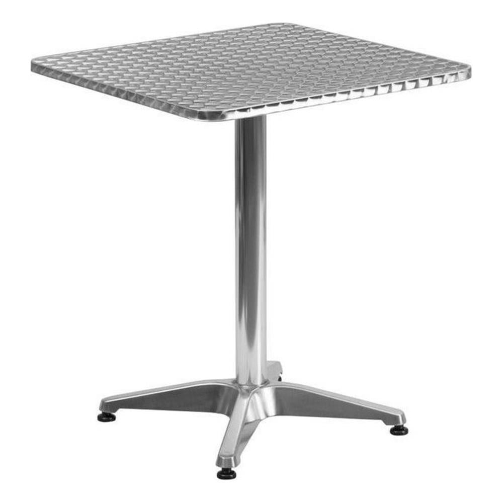Aluminum and Stainless Steel Square Bistro Table, 23.5"