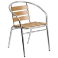 thumbnail image 1 of Bowery Hill Aluminum Stack Chair with Slat Teak Back in Silver/Brown, 1 of 9