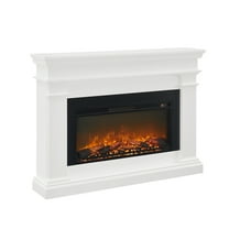 Bowery Hill 58.5" Modern Solid Wood Electric Fireplace in White