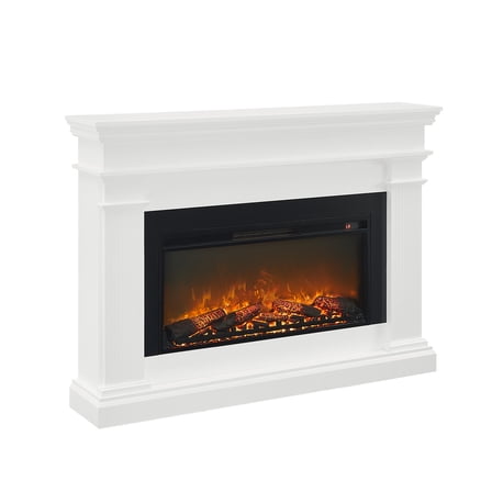 Bowery Hill 58.5" Modern Solid Wood Electric Fireplace in White