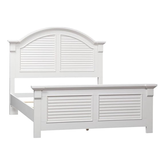 Bowery Hill Arched Crown Molding Farmhouse Wood Queen Panel Bed in Oyster White