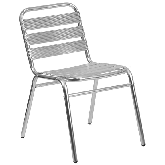 Bowery Hill Armless Chair With Slat Back in Gray