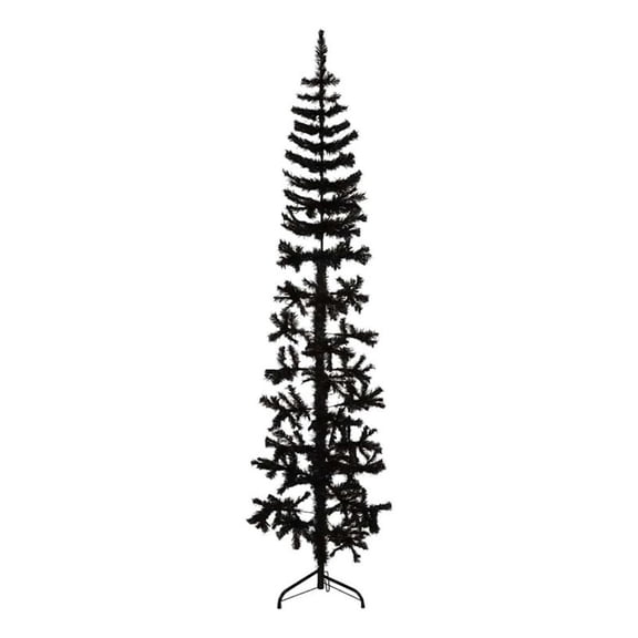 Bowery Hill Artificial Half Christmas Tree Black PVC Steel 82.7" Tall