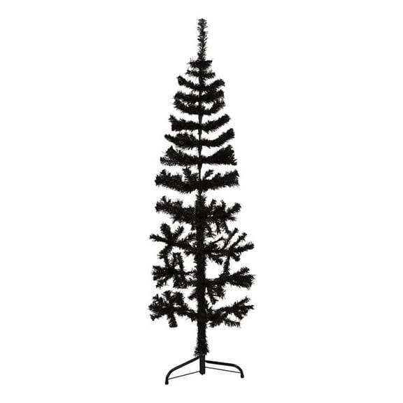 Bowery Hill Artificial Half Christmas Tree Black PVC Steel Slim