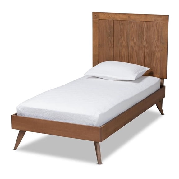 Bowery Hill Ash Walnut Finished Wood Twin Size Platform Bed