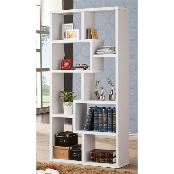 Bowery Hill Asymmetrical Bookcase in White