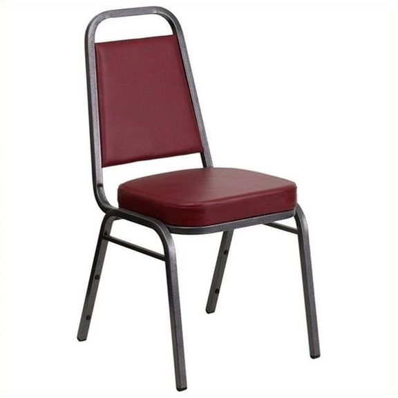 Bowery Hill Banquet Stacking Chair in Silver and Burgundy