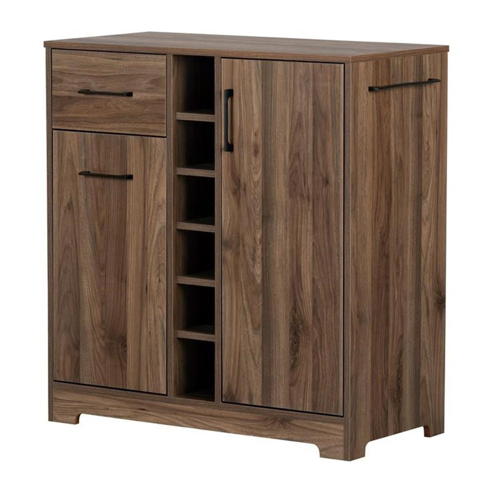 Bowery Hill Bar Cabinet and Bottle Storage in Natural Walnut