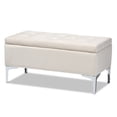 thumbnail image 1 of Bowery Hill Beige Velvet Silver Finished Storage Ottoman, 1 of 11