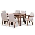 thumbnail image 1 of Bowery Hill Beige Walnut Brown Finished Wood 7-Piece Dining Set, 1 of 9