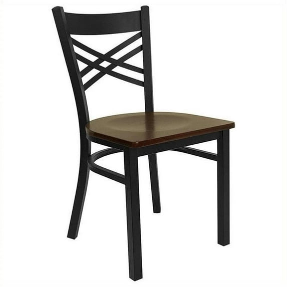 Bowery Hill Black Back Metal Dining Chair in Mahogany