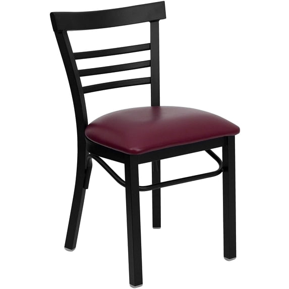 Bowery Hill Black Ladder Back Dining Chair in Mahogany