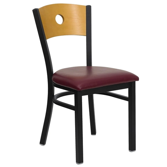 Bowery Hill Black Metal Dining Chair with Burgundy Seat