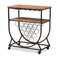 thumbnail image 1 of Bowery Hill Black Metal and Walnut Finished Wood Mobile Wine Bar Cart, 1 of 8