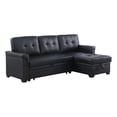 thumbnail image 1 of Bowery Hill Black Vegan Faux Leather Reversible Sleeper Sofa with Storage Chaise, 1 of 10
