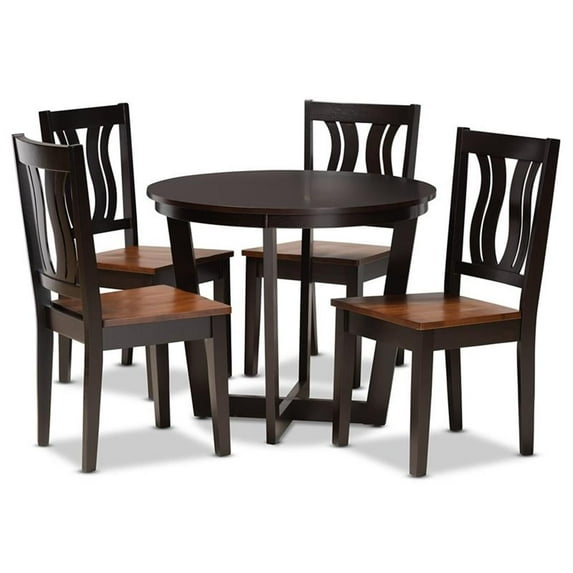 Bowery Hill Brown and Walnut Brown Finished Wood 5-Piece Dining Set