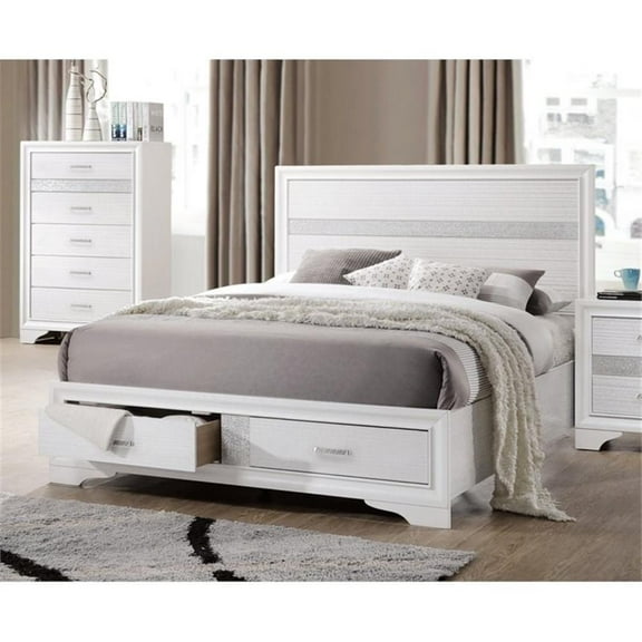 Bowery Hill California King Storage Panel Bed in White