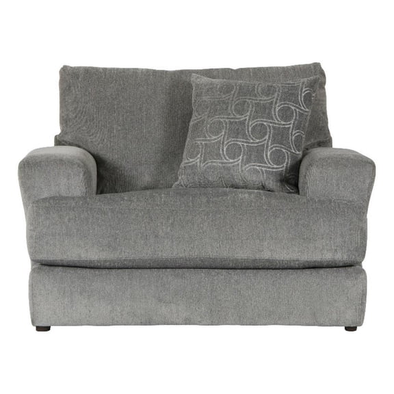 Bowery Hill Chair & 1/2 with Cuddler Cushion in Gray Polyester Fabric