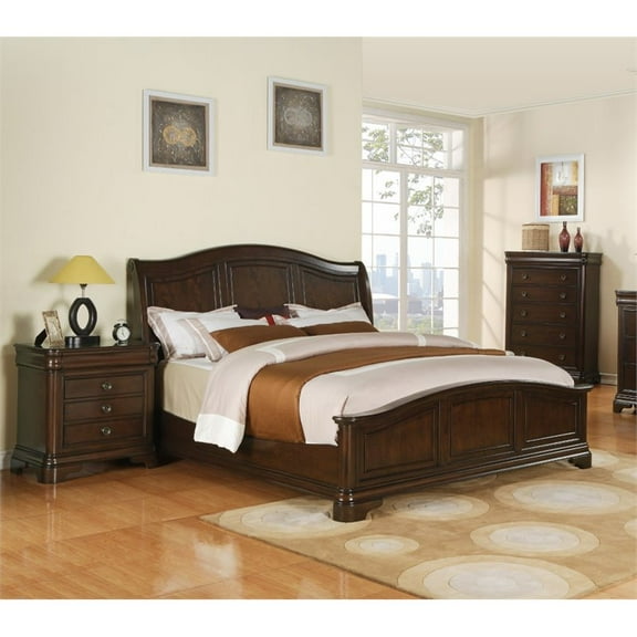 Bowery Hill Classic Solid Wood 3-Piece King Bedroom Set in Warm Cherry