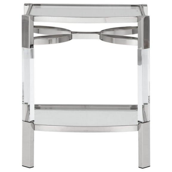 Bowery Hill Clear Acrylic and Silver Accent Table