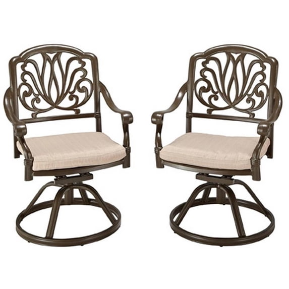 Bowery Hill Coastal Taupe Aluminum Outdoor Swivel Rocking Chair