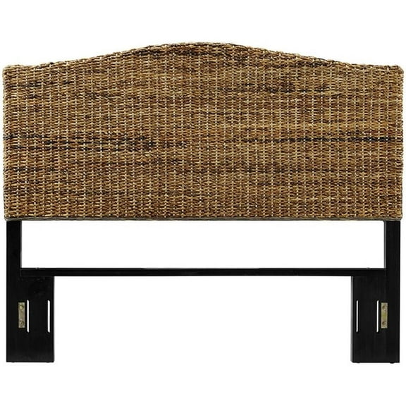 Bowery Hill Coastal Wood Queen Panel Headboard in Brown/Black