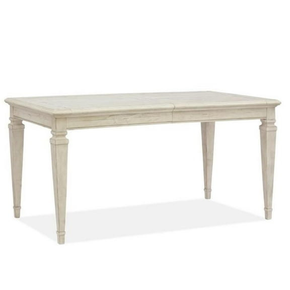 Bowery Hill Coastal Wood Rectangular Dining Table in Ivory Finish