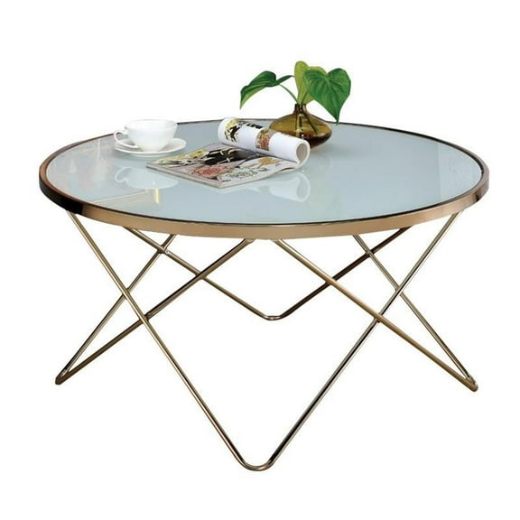 Bowery Hill Coffee Table in Frosted Glass and Champagne