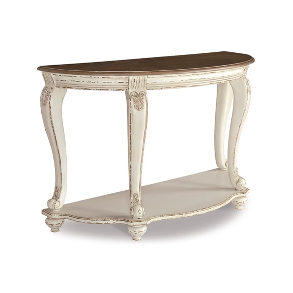 Bowery Hill Console Table in Chipped White and Brown