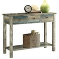 thumbnail image 1 of Bowery Hill Console Wood Table in Antique White Gray and Teal Gray, 1 of 1