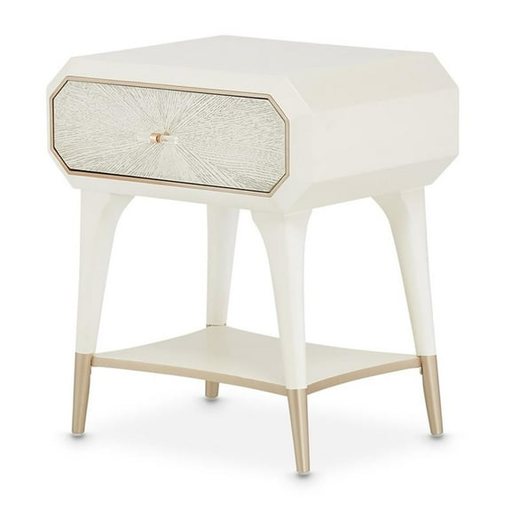 Bowery Hill Contemporary 1-Drawer Nightstand - Champagne Ivory