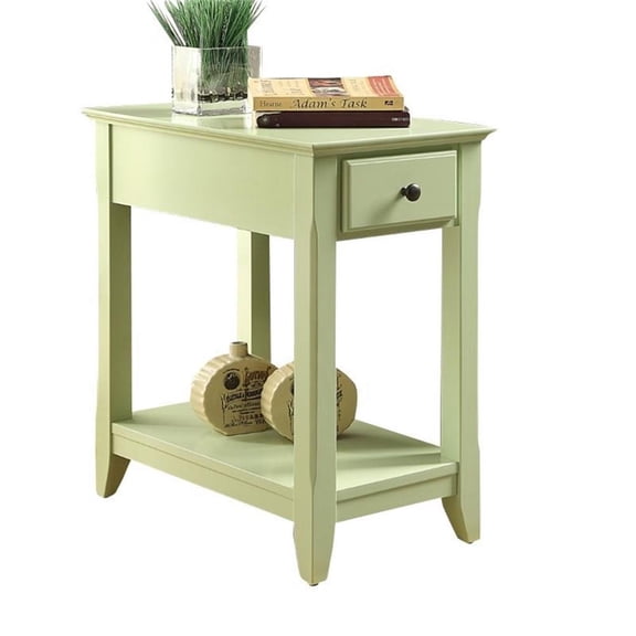 Bowery Hill Contemporary 1 Drawer and Shelf End Table in Light Green