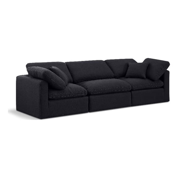 Bowery Hill Contemporary 105" Linen Fabric Modular Sofa in Black