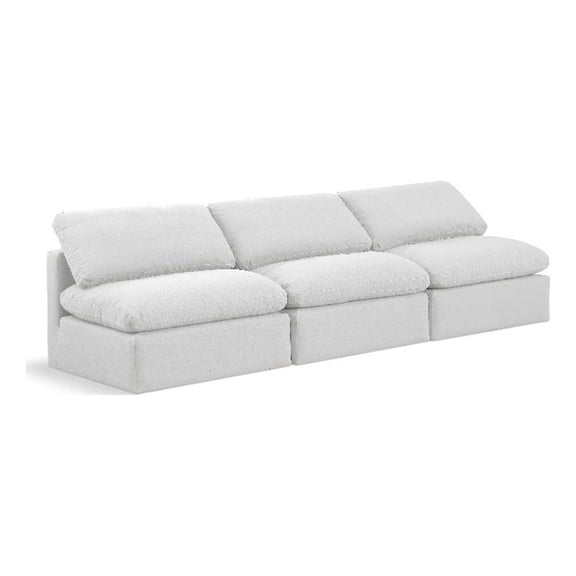 Bowery Hill Contemporary 105" Upholstered Fabric Modular Sofa in White