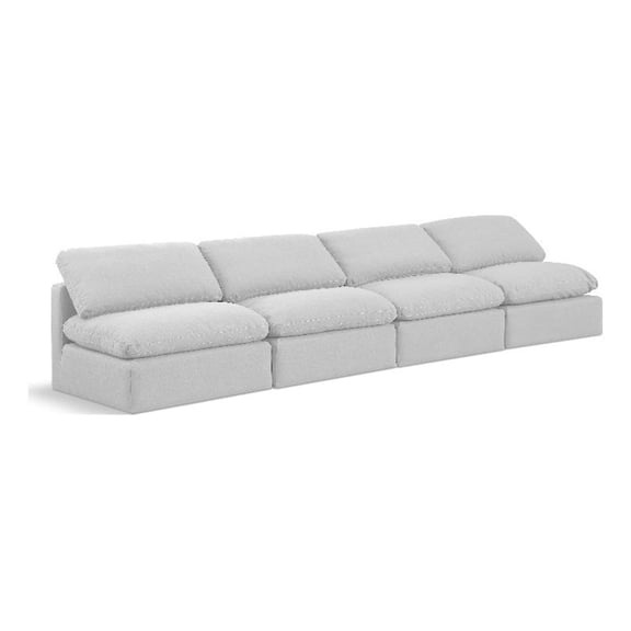 Bowery Hill Contemporary 140" Upholstered Fabric Modular Sofa in White