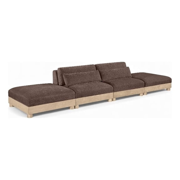 Bowery Hill Contemporary 160" Brown Chenille Fabric 4-Oiece Modular Sofa