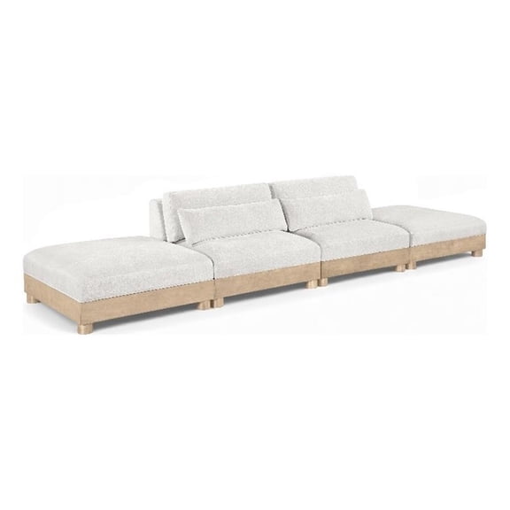 Bowery Hill Contemporary 160" Cream Chenille Fabric 4-Oiece Modular Sofa
