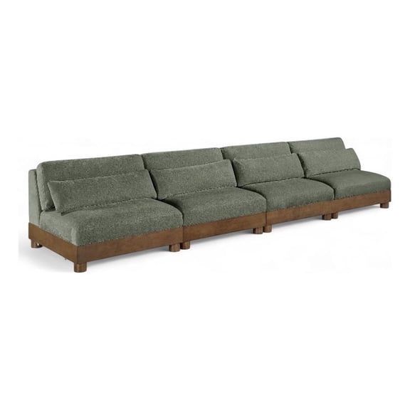 Bowery Hill Contemporary 160" Green Chenille Fabric 4-Oiece Modular Sofa