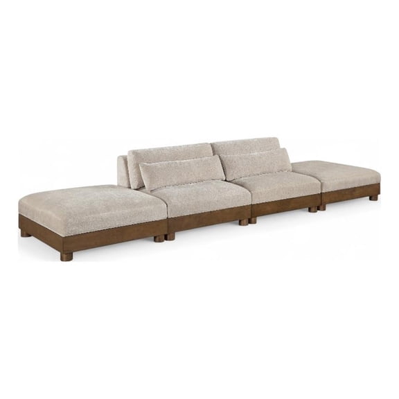 Bowery Hill Contemporary 160" Taupe Chenille Fabric 4-Oiece Modular Sofa
