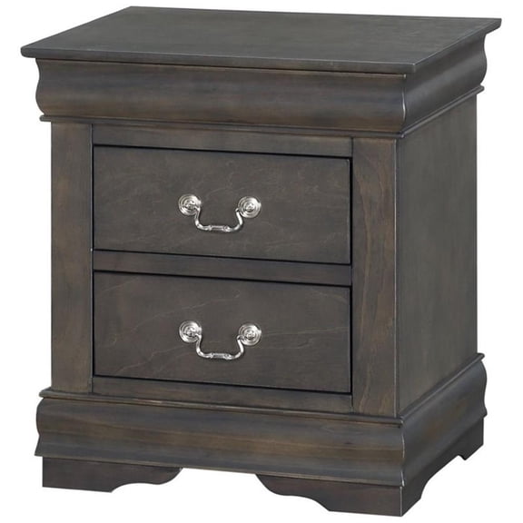 Bowery Hill Contemporary 2 Drawer Nightstand in Dark Gray