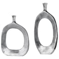 thumbnail image 1 of Bowery Hill Contemporary 2 Piece Vase Set in Textured Nickel, 1 of 3
