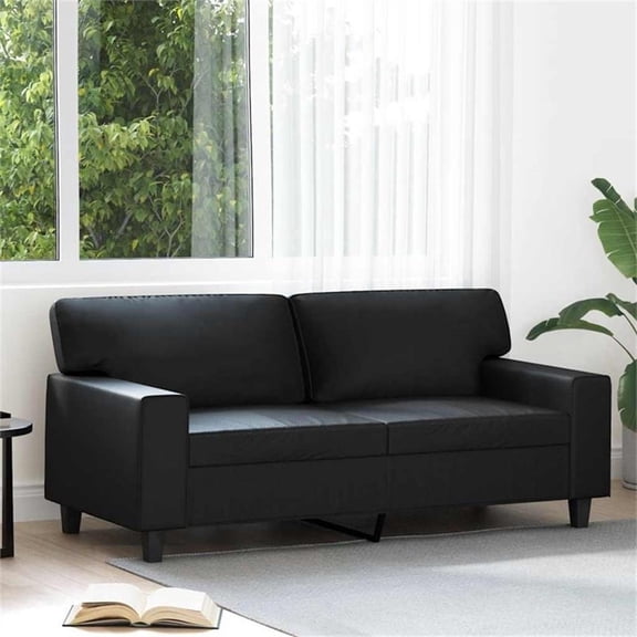 Bowery Hill Contemporary 2-Seater Sofa in Black Faux Leather