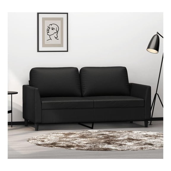 Bowery Hill Contemporary 2-Seater Sofa in Black Faux Leather