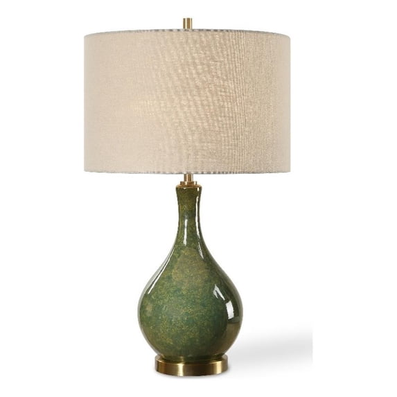 Bowery Hill Contemporary 23.5"H x 14"W x 14"D Ceramic Table Lamp in Emerald