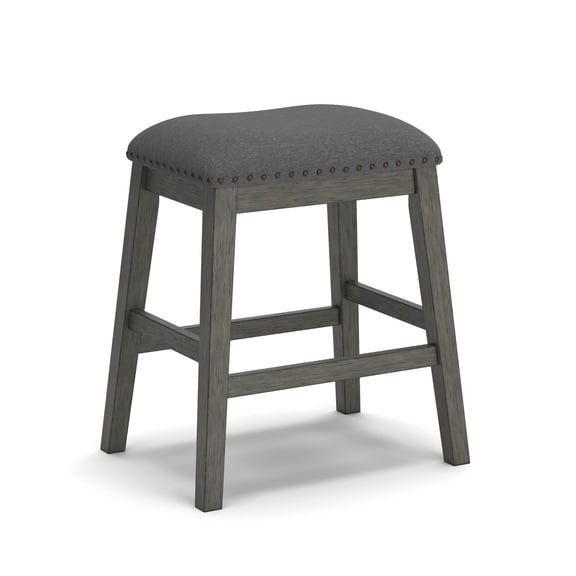 Bowery Hill Contemporary 24" Upholstered Counter Stool in Gray (Set of 2)