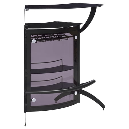 Bowery Hill Contemporary 3 Bottle Wine Rack Bar Unit in Smoked and Black